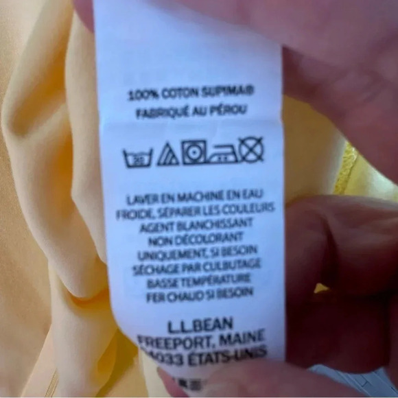 L.L.Bean Long Sleeve Tshirt Solid Yellow 100% Supima Cotton Pullover plus size - Picture 5 of 7